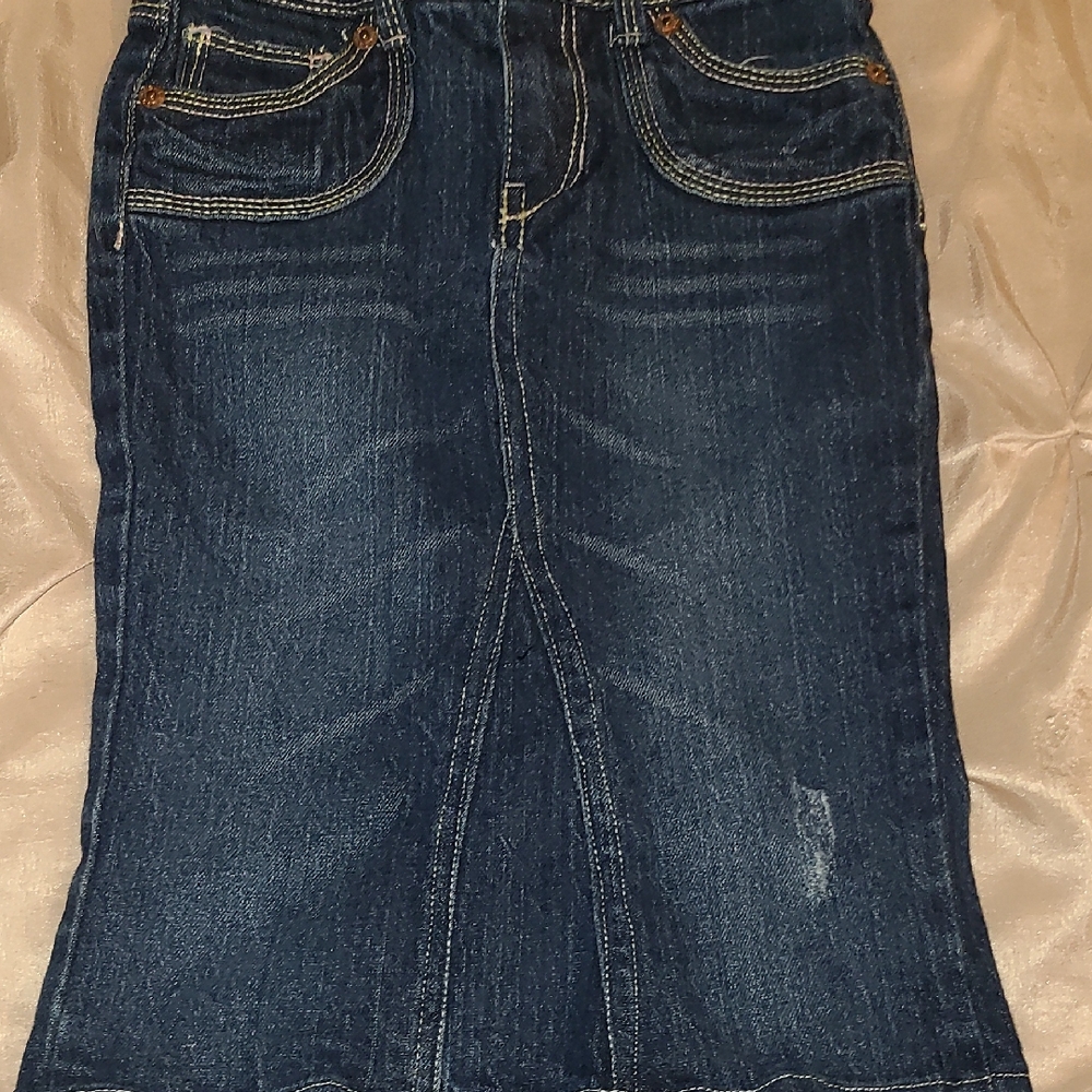 Levi's Dark Blue Denim Girls Skirt custom made size 6X regular